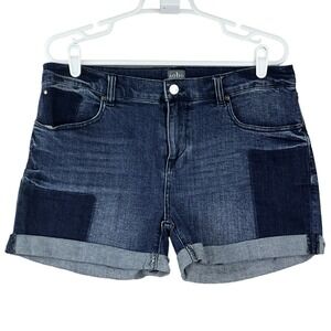Soho‎ Women's Navy Denim Shorts Size 6 Stretch Rolled Hem Mid Rise